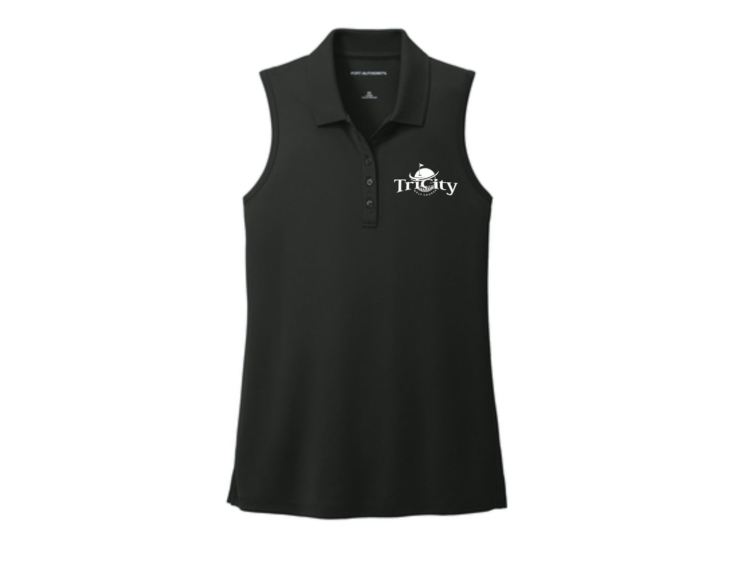 TC Black Sleeveless Polo Shirt (ladies)