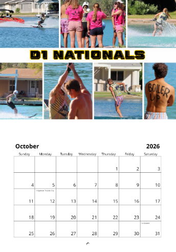 2026 Purdue Waterski Calendar
