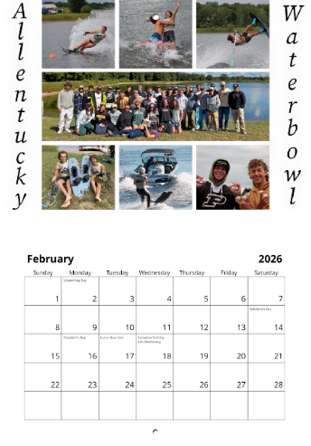 2026 Purdue Waterski Calendar