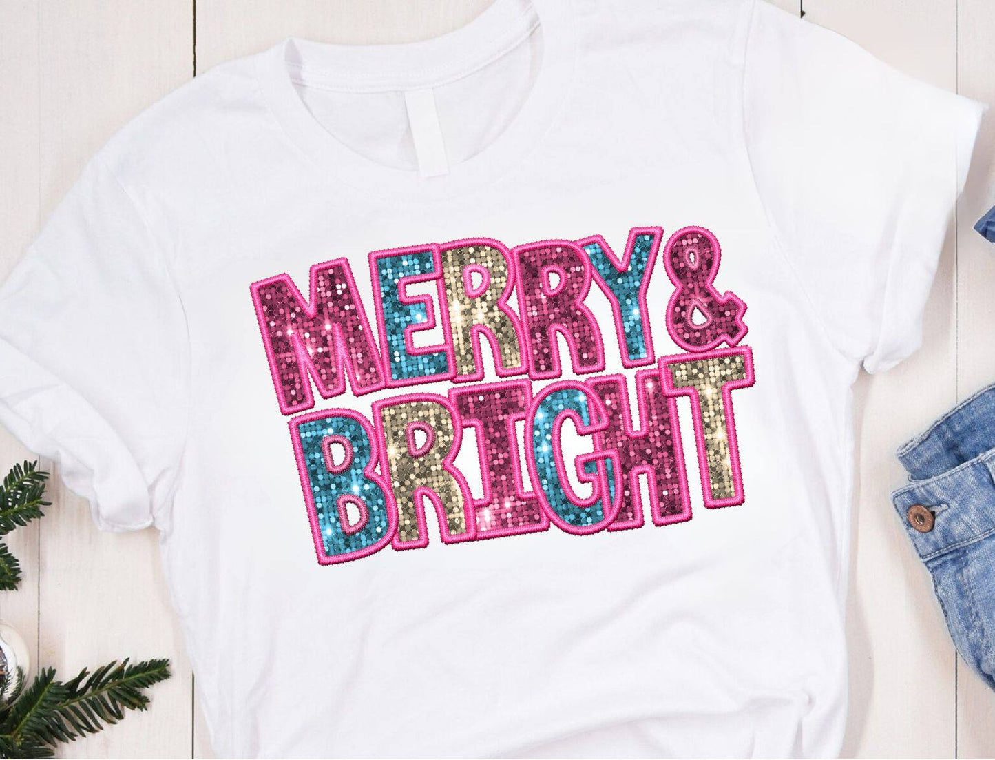 Faux Sequins Merry & Bright