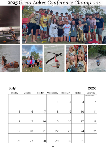 2026 Purdue Waterski Calendar
